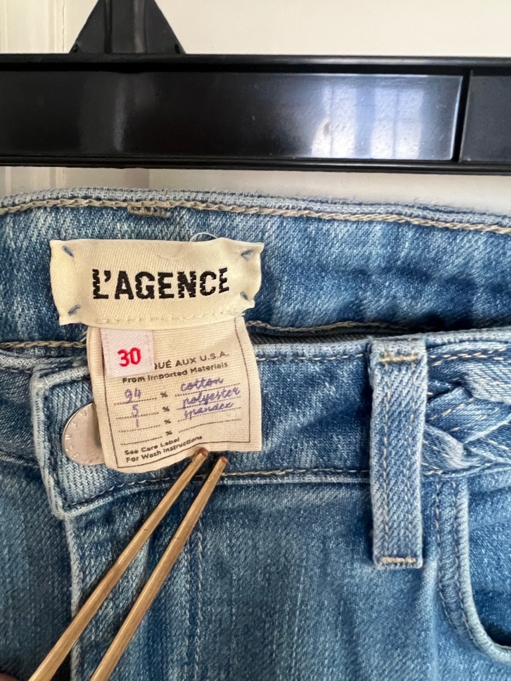 L'Agence Flare Jeans, with braided waistband detail - size 30